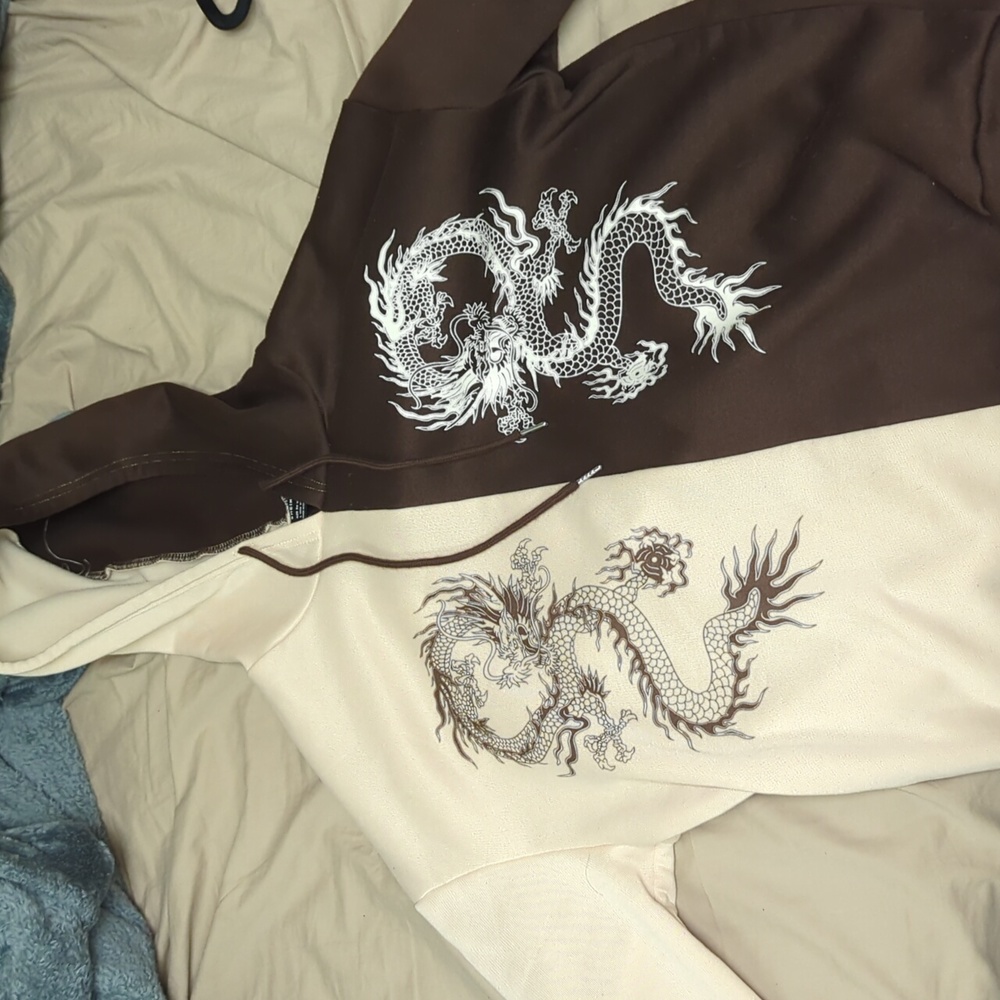 Brown and beige dragon hoodie
